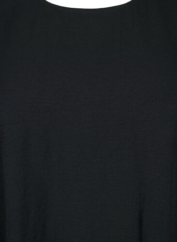 Short-sleeved blouse with wrinkles, Black, Packshot image number 2