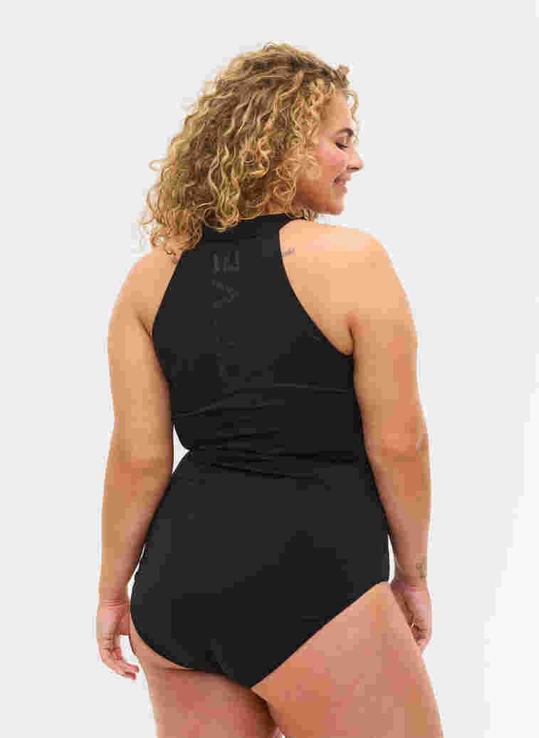 Swimsuit with zip, Black, Model image number 1