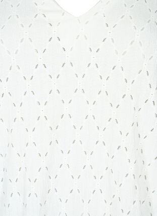 V-neck blouse with hole pattern, Off White, Packshot image number 2