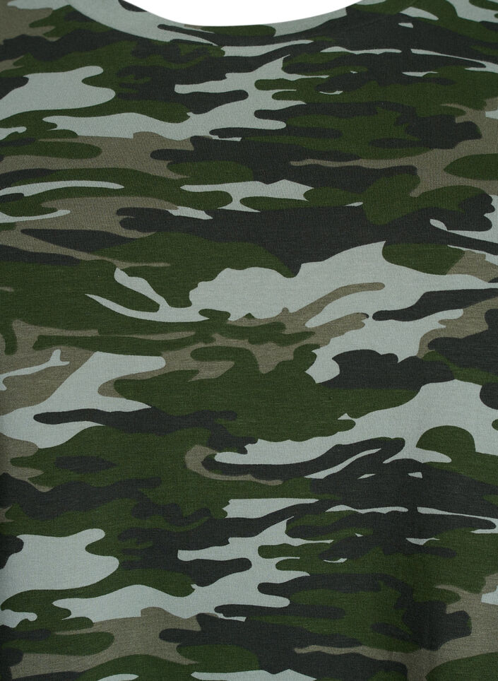 T-shirt with round neck and all-over print, Green, Packshot image number 2