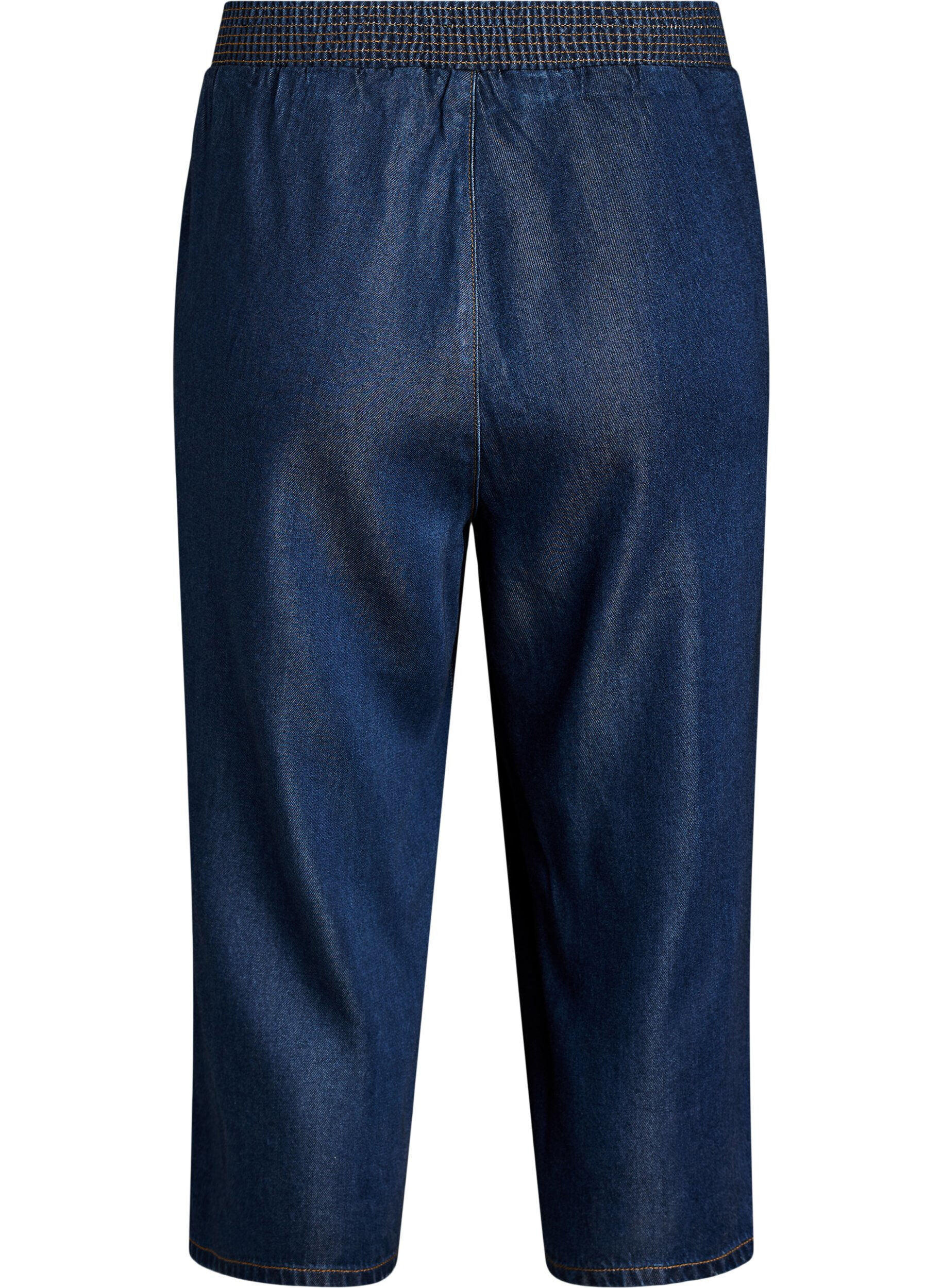 Zizzifashion Lyocell culotte trousers with wide legs and denim look, Blue, Packshot image number 1