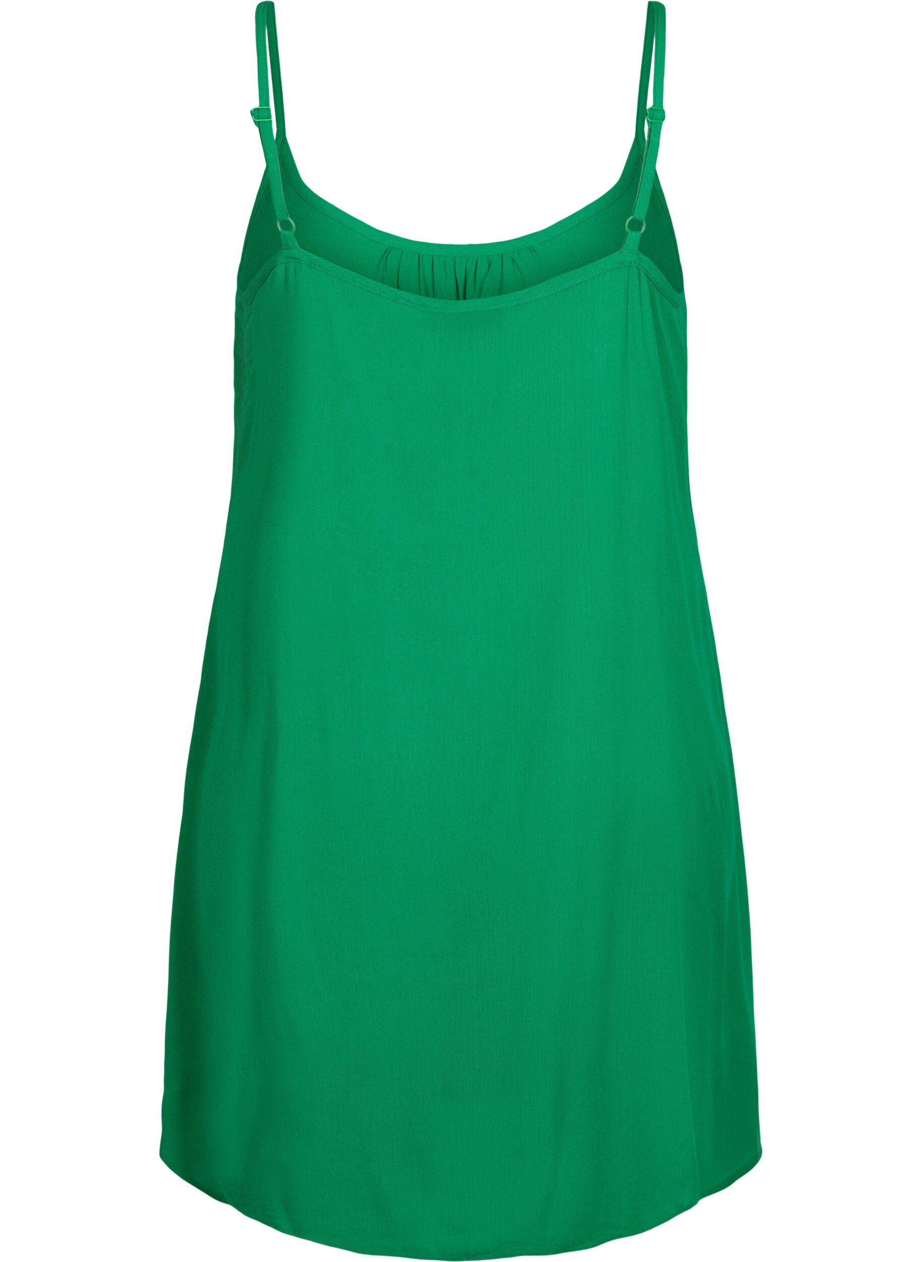 Zizzifashion Solid colour strap dress in viscose, Green, Packshot image number 1