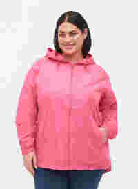 Short jacket with hood and adjustable bottom, Hot Pink, Model