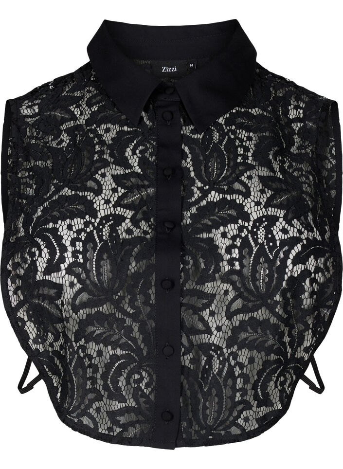 Loose lace shirt collar, Black, Packshot image number 0