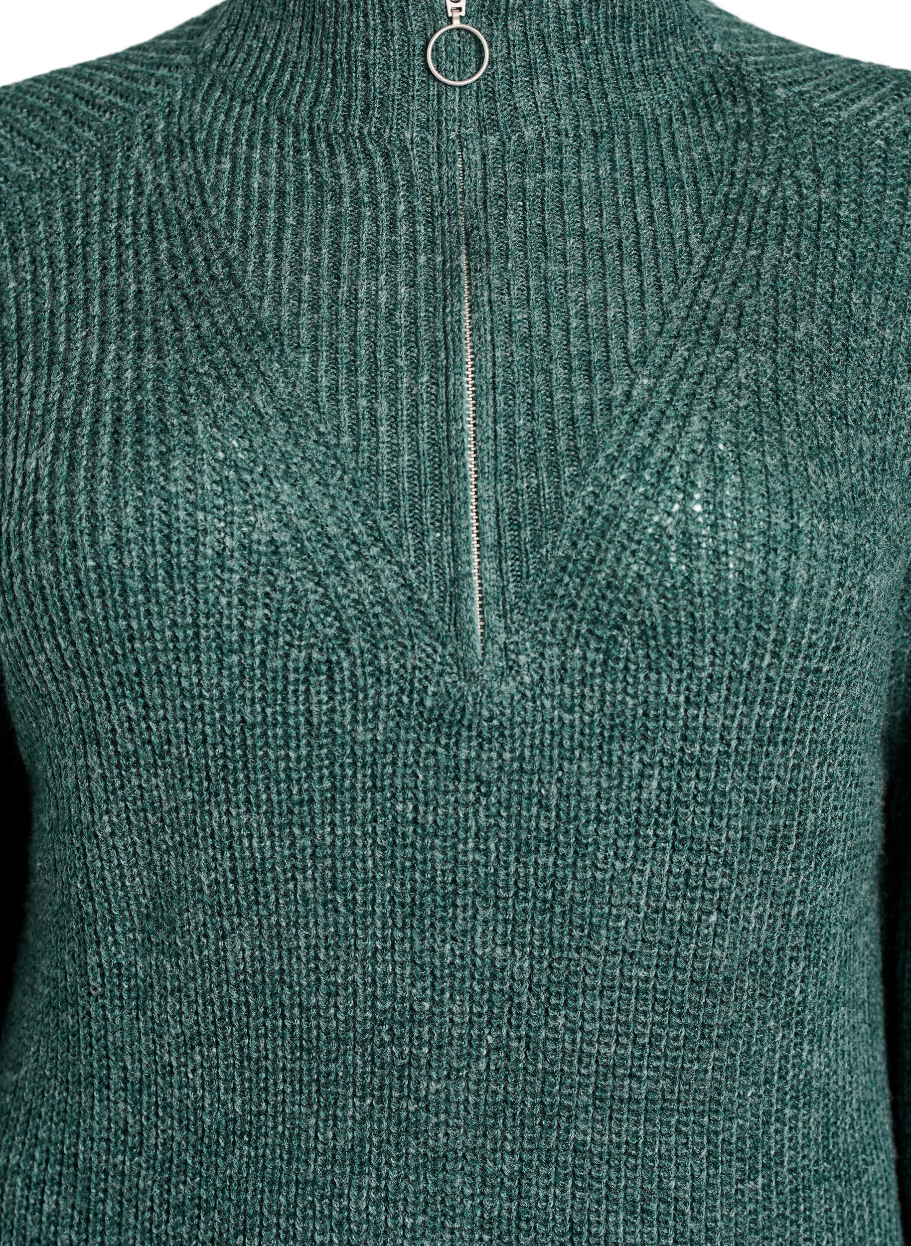 Zizzifashion FLASH - Short knit dress with high neck, Green, Packshot image number 2