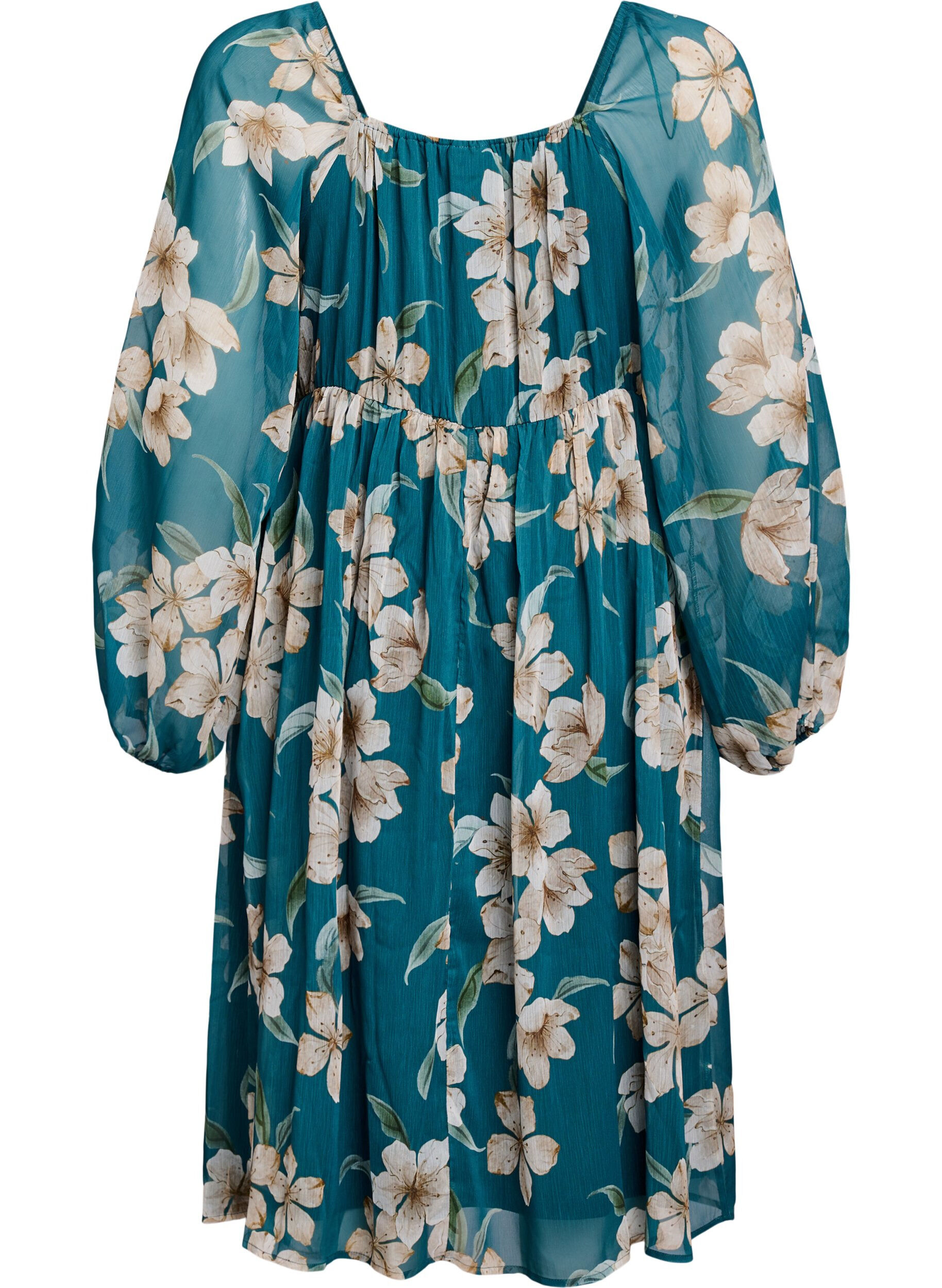 Zizzifashion Chiffon party dress with long sleeves, Green, Packshot image number 1