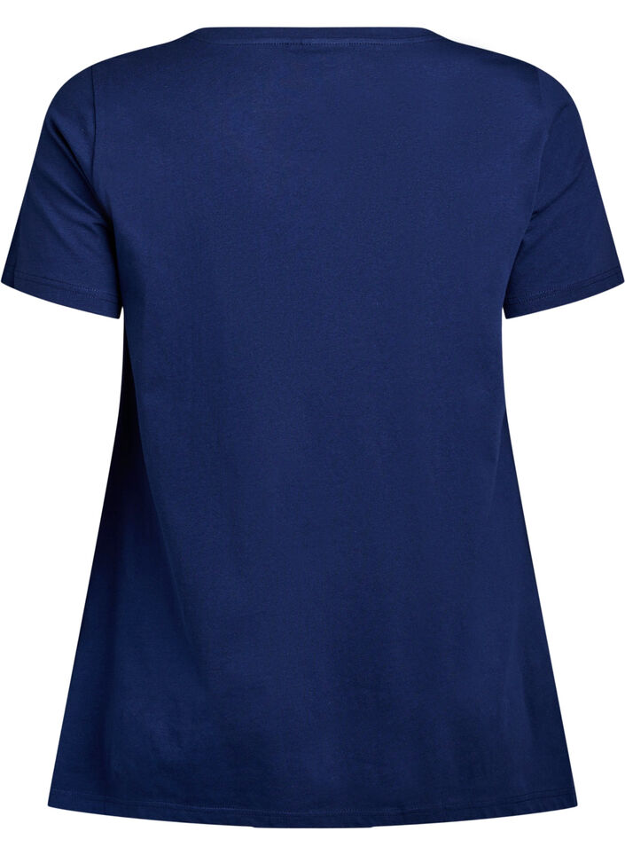 T-shirt with a round neck and A-line shape, Blue, Packshot image number 1
