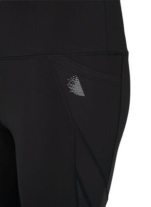 Sports leggings with side pocket and 7/8 length, Black, Packshot image number 2