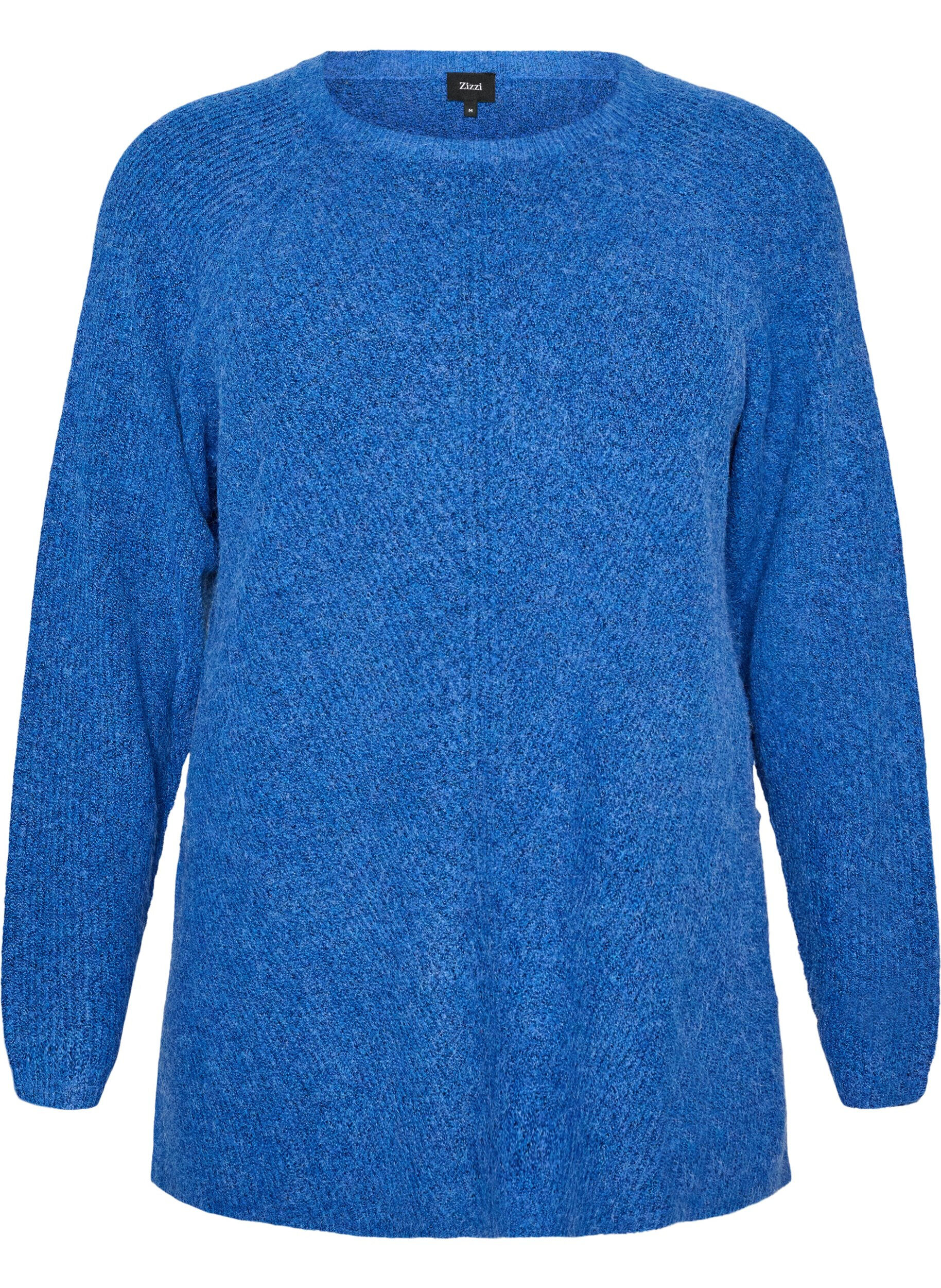 ZizzifashionKnitted jumper with a diagonal pattern and raglan sleeves, Blue, Packshot image number 0