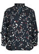 Blouse with print and ruffle details, Black, Packshot image number 0