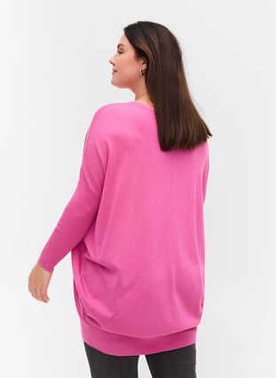 Knitted jumper with round neckline, Wild Orchid, Model image number 1