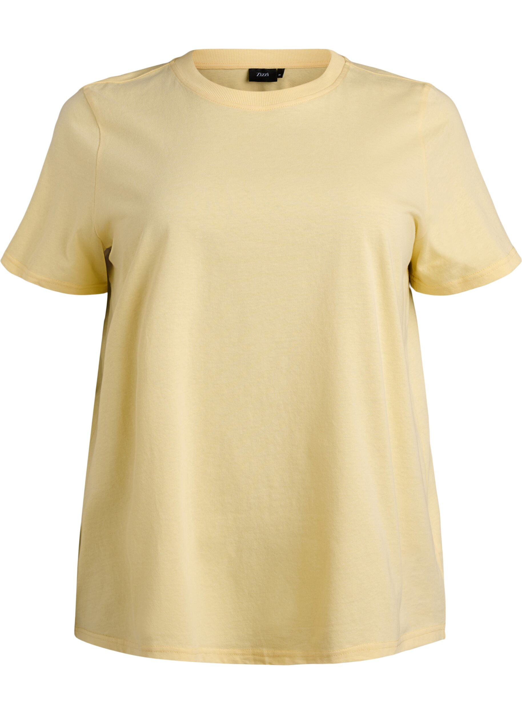 Zizzifashion Basic cotton T-shirt with round neck, Yellow, Packshot image number 0