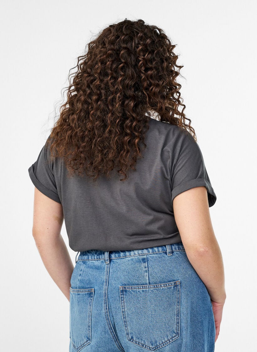 Short sleeved cotton blend t-shirt, Dark Grey, Model image number 2
