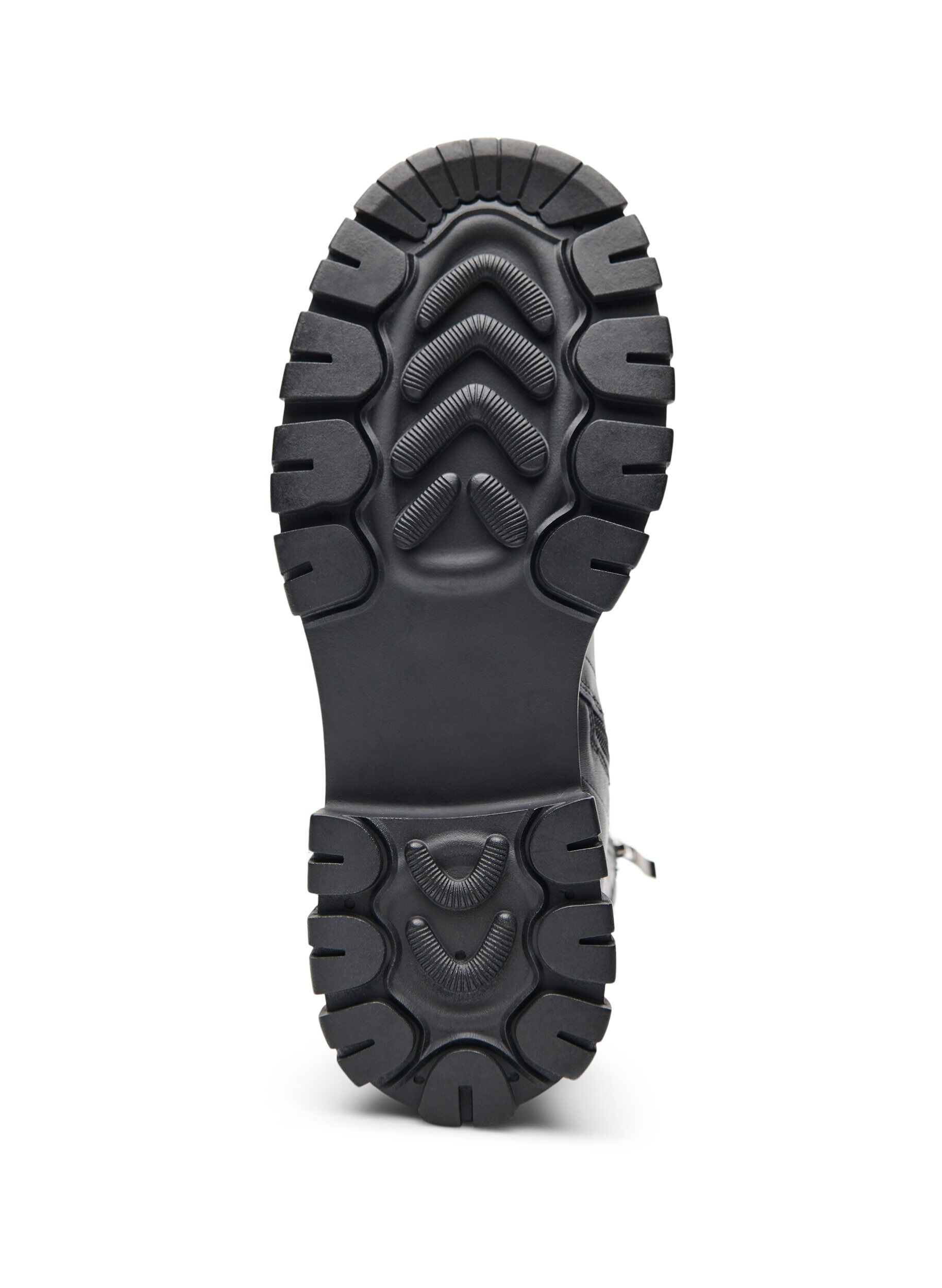 Zizzifashion Wide fit &ndash; Chunky ankle boot with patent detail, Black, Packshot image number 5