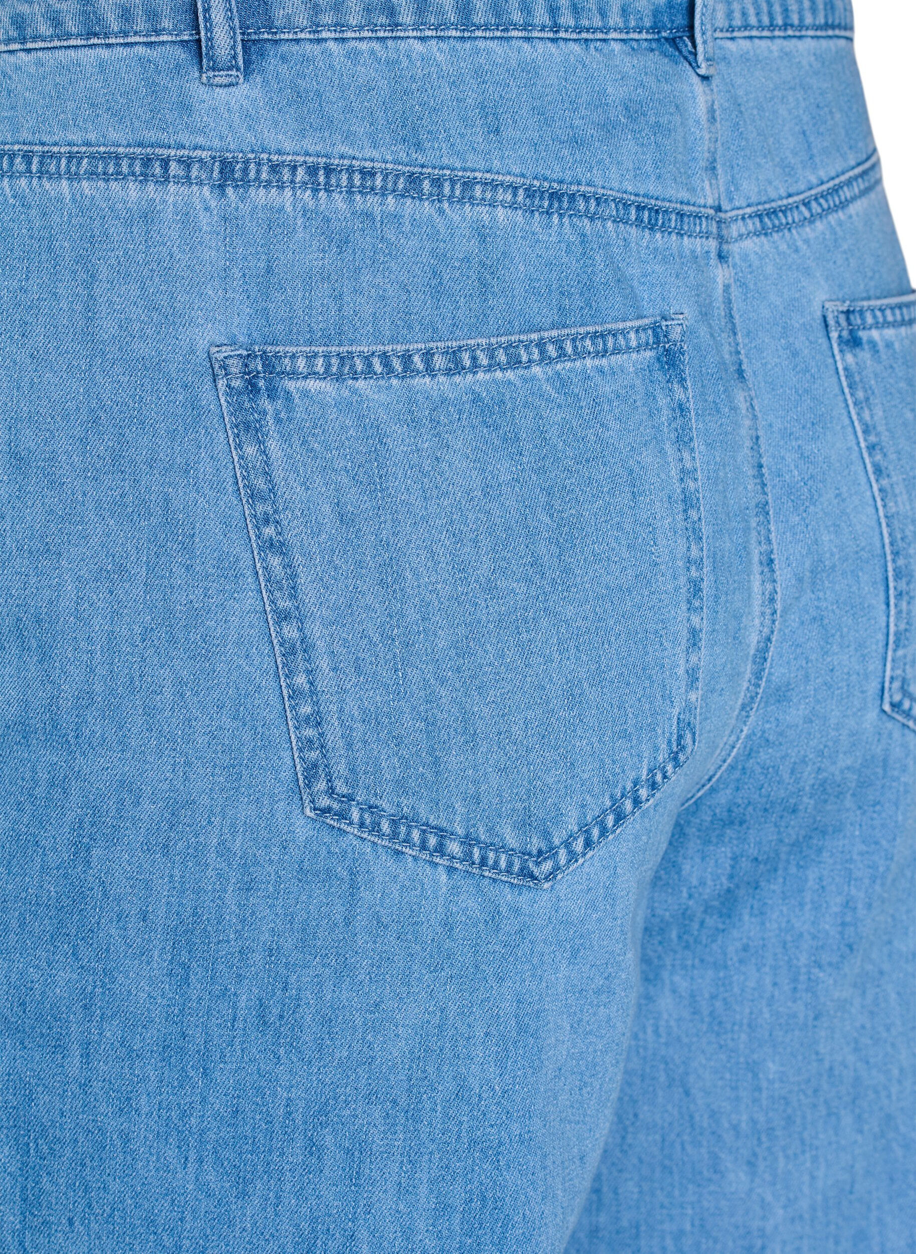 Zizzifashion Kiana jeans with a straight fit and bold stitching, Light Blue, Packshot image number 3