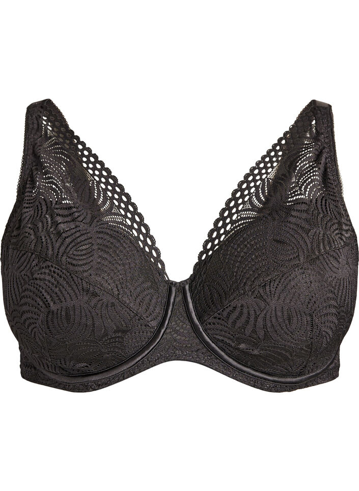 Lace bra with padded cups, Black, Packshot image number 0