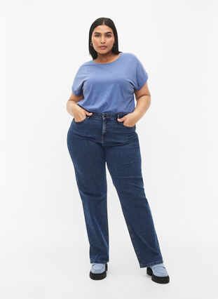 Short sleeve cotton blend T-shirt, Moonlight Blue, Model image number 2