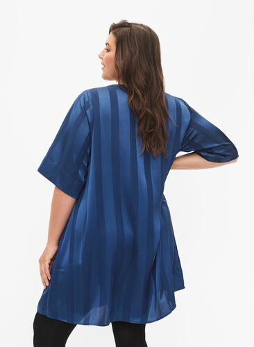 A-line dress with stripes and 1/2 sleeves, Titan, Model image number 1