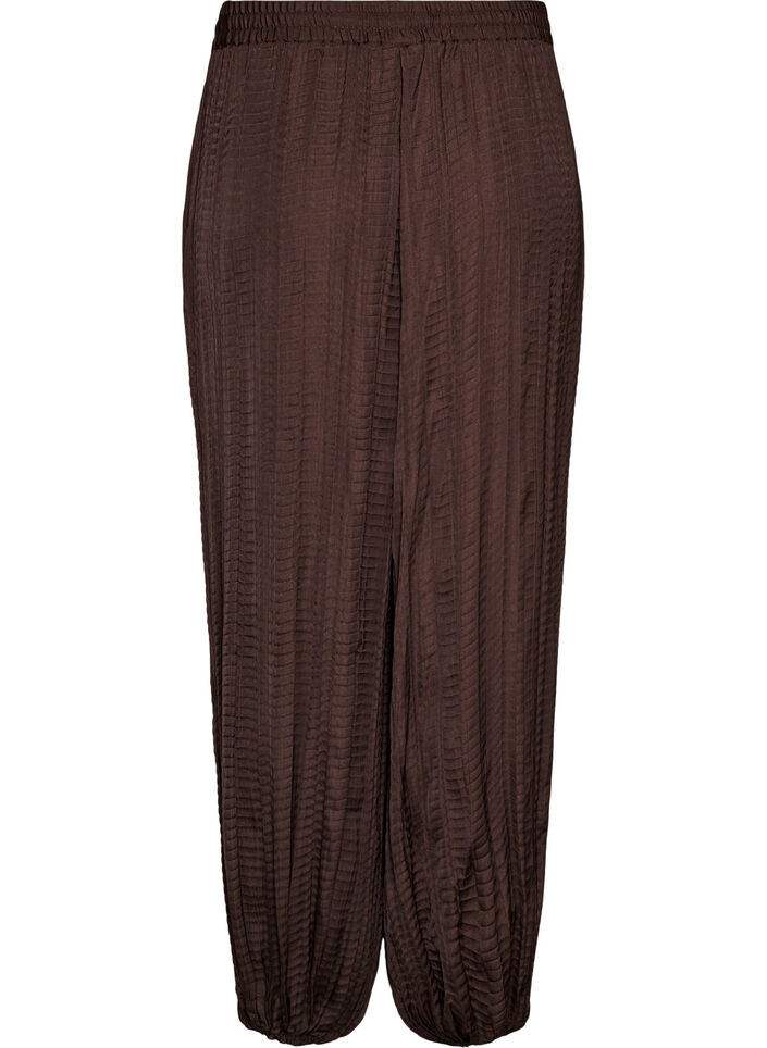 Balloon trousers with texture and an elasticated waist, Brown, Packshot image number 1