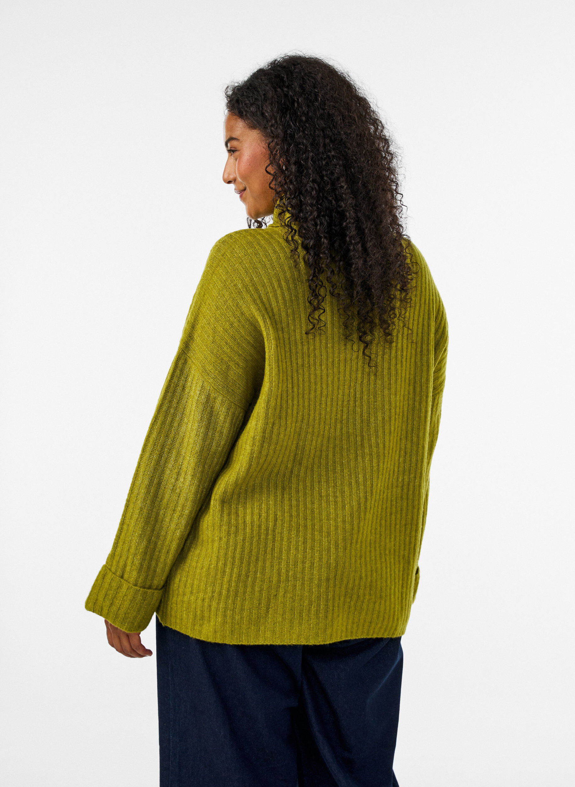 ZizzifashionKnitted top with turtleneck, Green, Model image number 2