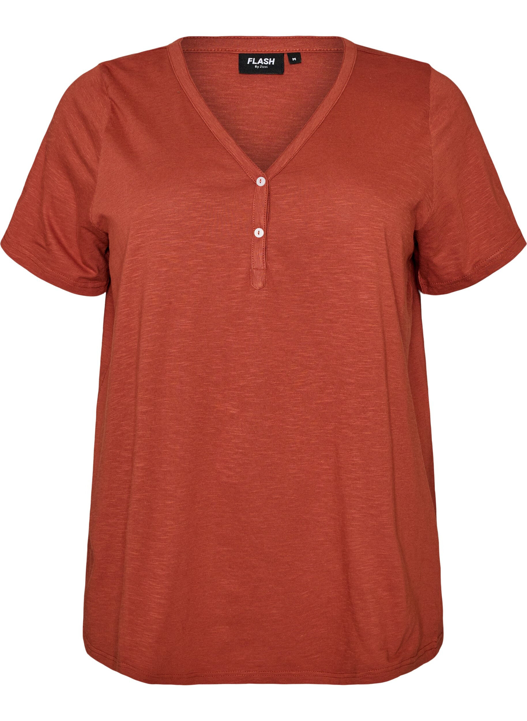 ZizzifashionT-shirt with button detail, Brown, Packshot image number 0