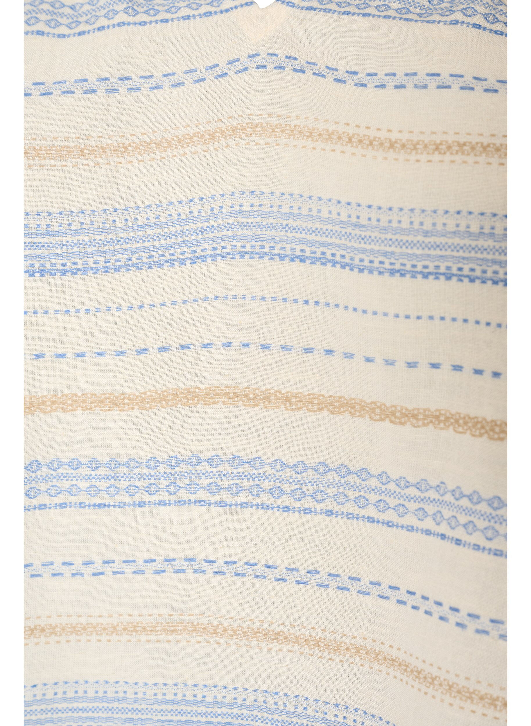 ZizzifashionSleeveless blouse with ruffles and patterned stripes, Vanilla, Packshot image number 2