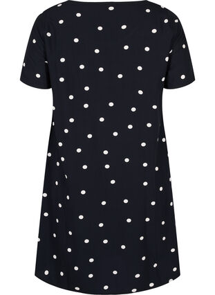 Short-sleeved polka dot viscose dress, Black Dot, Packshot image number 1