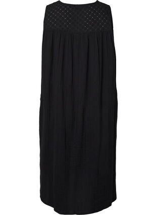 Sleeveless midi dress in cotton, Black, Packshot image number 1