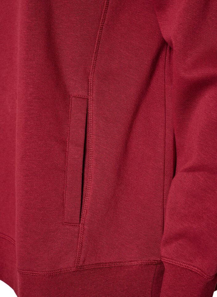 Sweatshirt with high collar and pockets, Red, Packshot image number 3