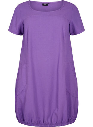 Short sleeve cotton dress, Deep Lavender, Packshot image number 0