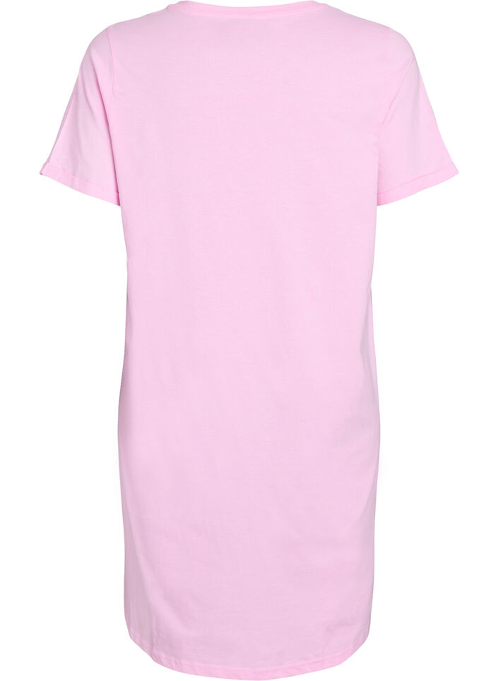 Short-sleeved nightgown in organic cotton, Rose, Packshot image number 1