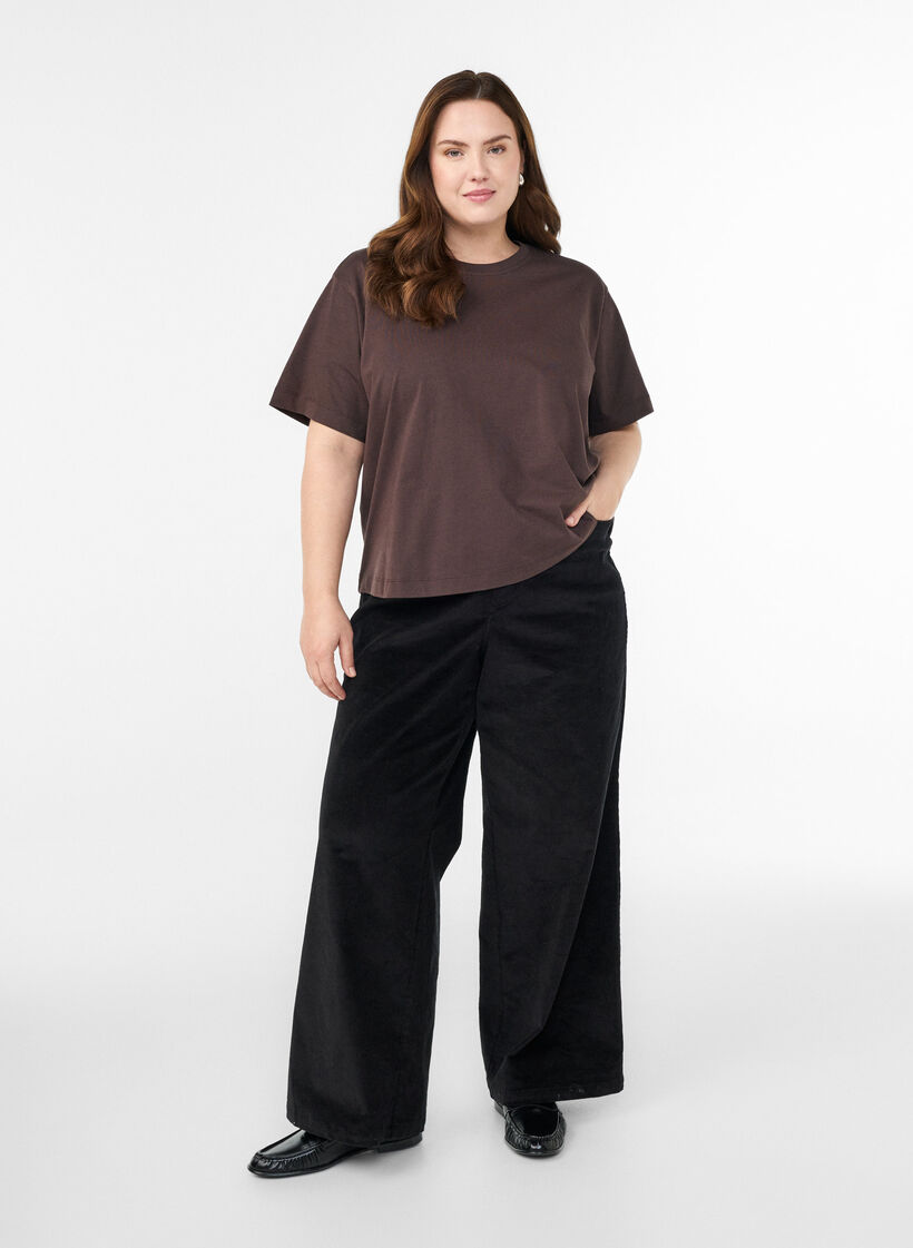 Boxy cotton t-shirt, Brown, Model image number 1