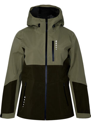 Waterproof shell jacket with hood and reflectors, Forest Night Comb, Packshot image number 2