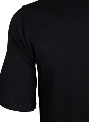 Solid-color cotton dress with short sleeves, Black Solid, Packshot image number 3