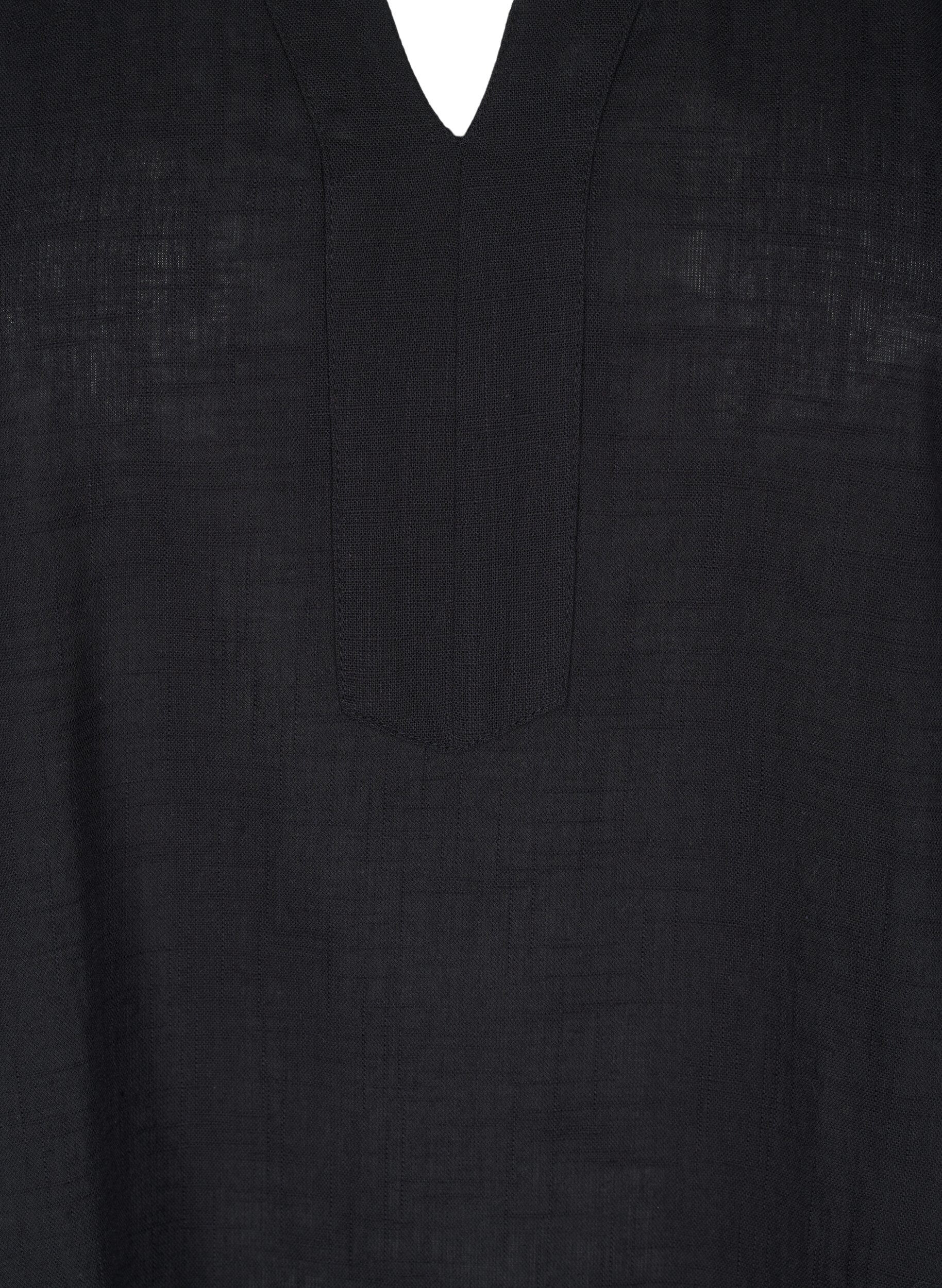 Zizzifashion Cotton tunic with a V-neck, Black, Packshot image number 2