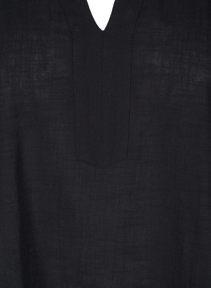 Cotton tunic with a V-neck, Black, Packshot image number 2