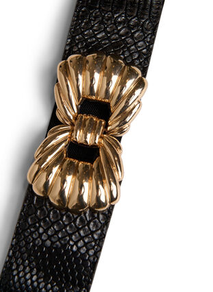 Elastic waist belt with gold buckle Black S/M Zizzifashion