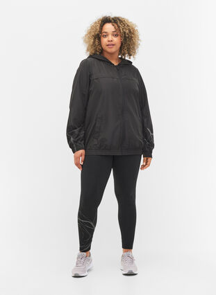 Reflective sports jacket with zip, Black, Model image number 2