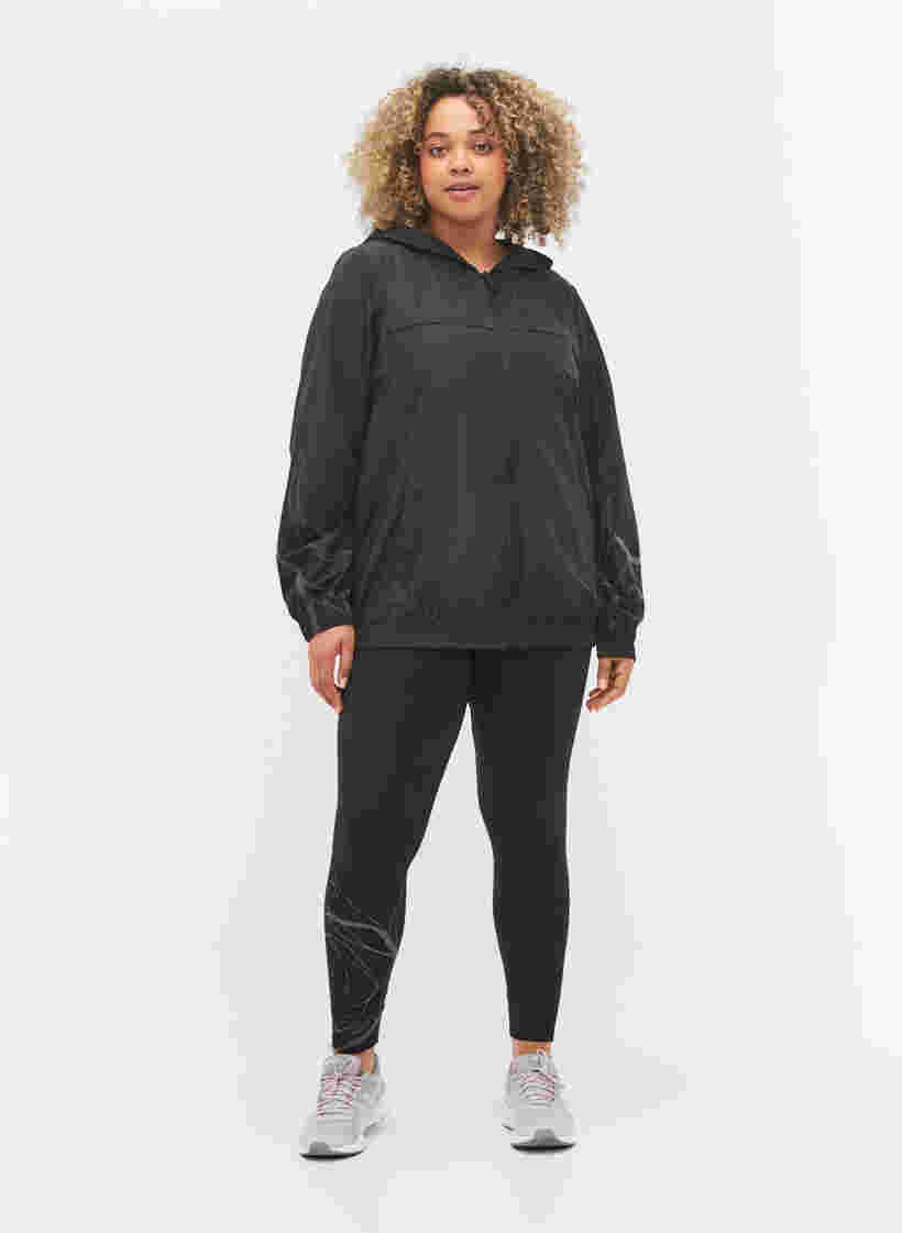 Reflective sports jacket with zip, Black, Model image number 2