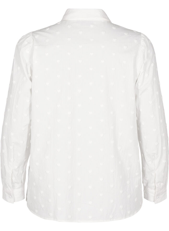 Shirt with collar and sewn-on hearts, White, Packshot image number 1