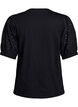 T-shirt with Broderie Anglaise sleeves, Black, Packshot image number 1