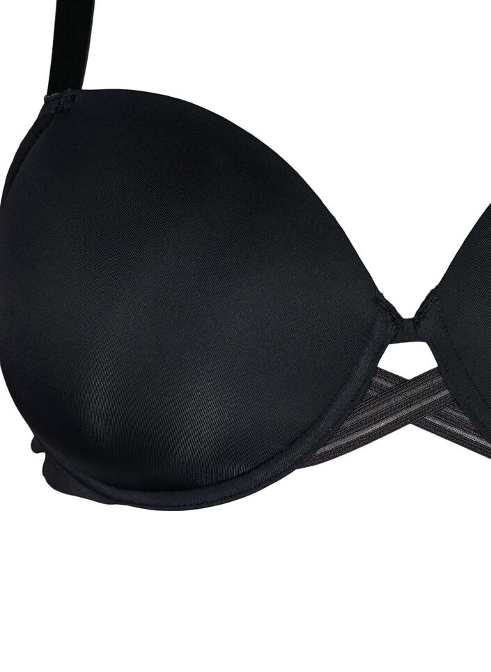 Moulded bra with cross detail, Black, Packshot image number 2