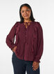 Sheer blouse with ruffles and tie-fastening, Red, Model image number 0