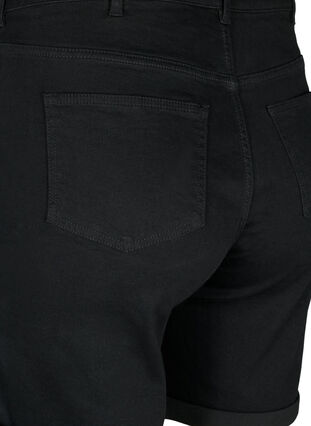 Tight fitting denim shorts with a high waist, Black, Packshot image number 3
