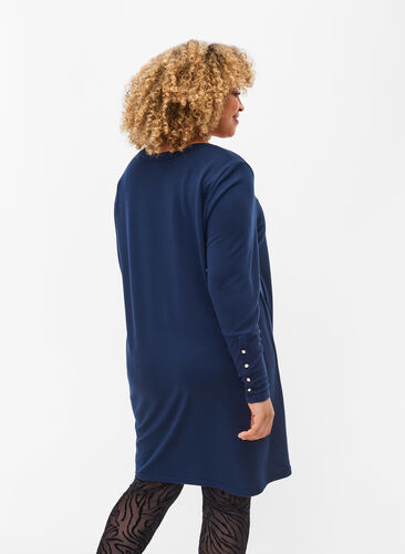 Tunic with long sleeves and button details, Navy Blazer, Model image number 1