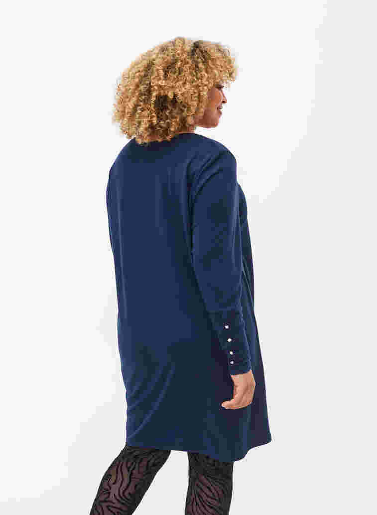Tunic with long sleeves and button details, Navy Blazer, Model image number 1