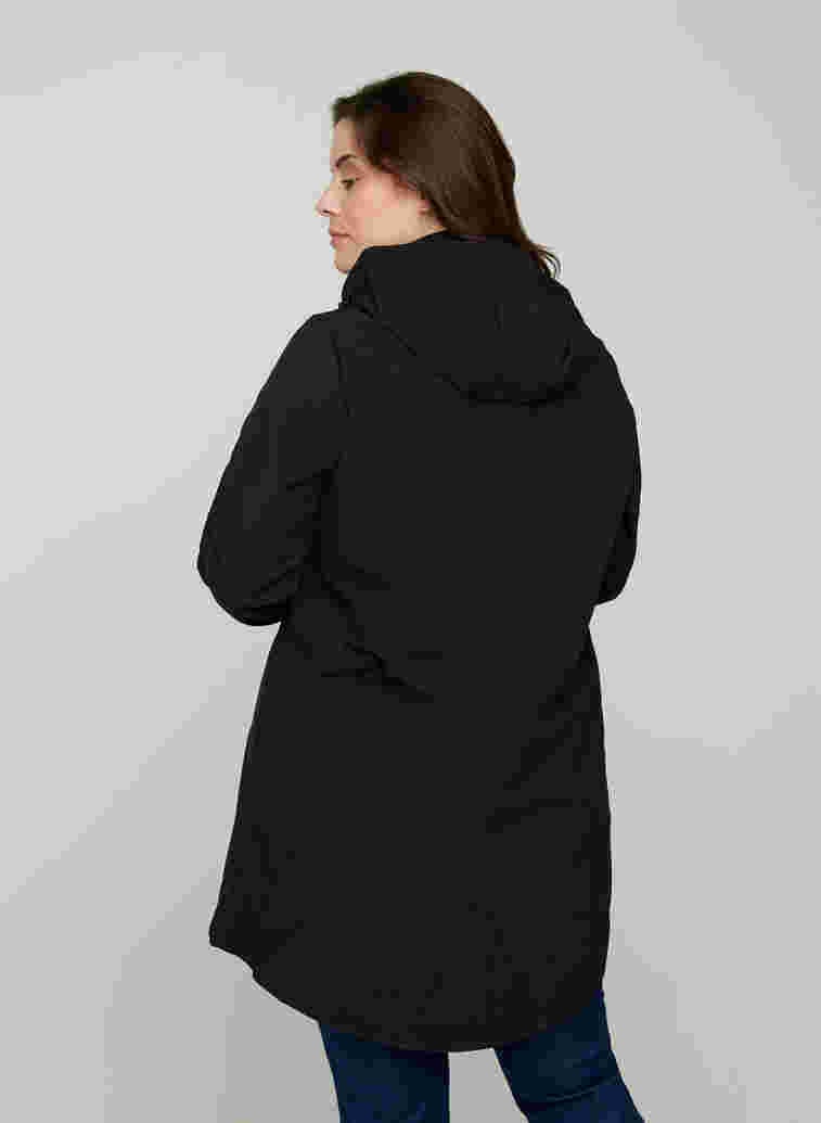 Hooded softshell jacket, Black solid, Model image number 2