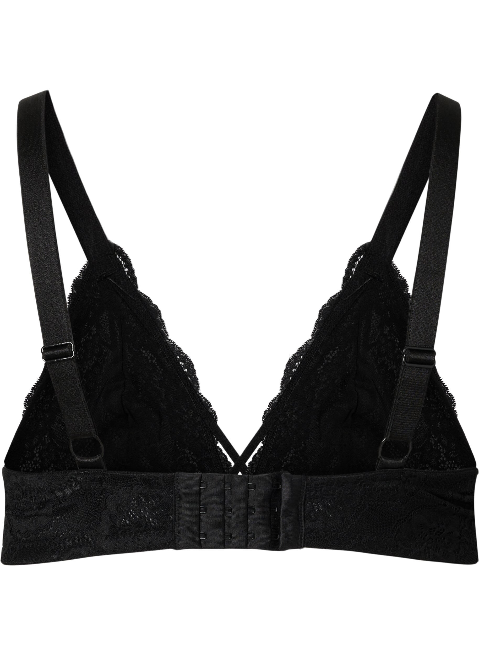 Zizzifashion Lace bra with thong, Black, Packshot image number 1