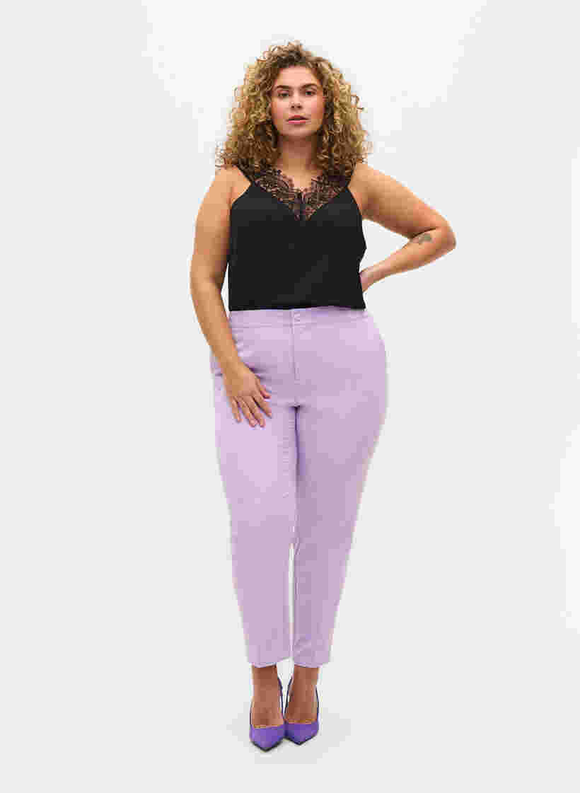 Cropped trousers with pockets, Orchid Bloom, Model