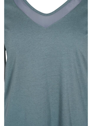 Short-sleeved T-shirt with V-neck and mesh, Balsam Green, Packshot image number 2